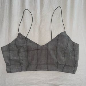 Zara Basics Black Plaid Crop Top Size Small